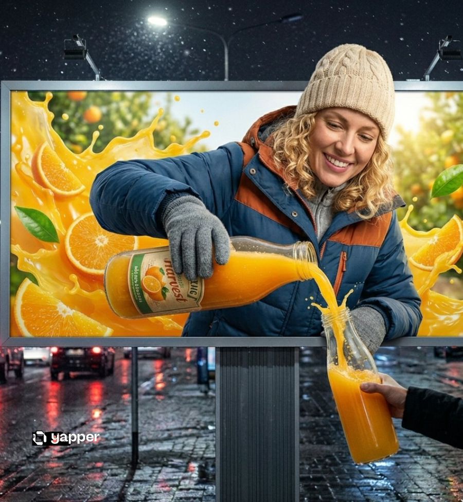 Hyper Realistic 3d Illusion Billboard Advertisement — Nano Banana Pro image prompt example