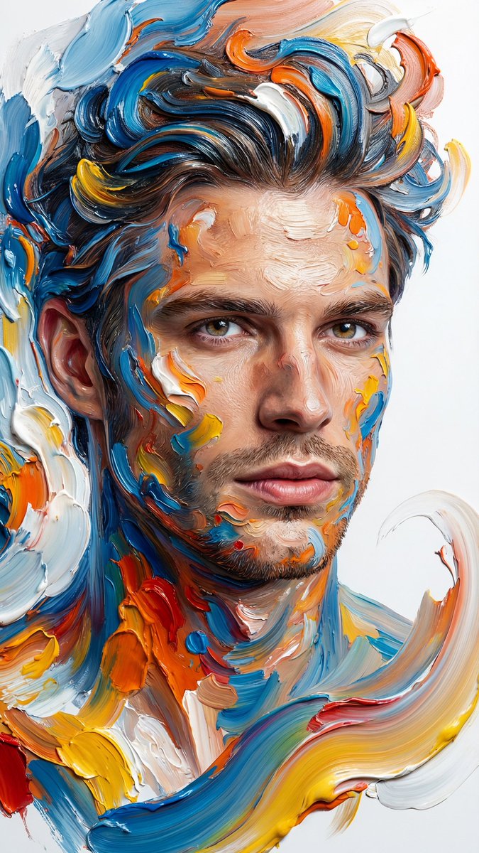 Hyper Realistic Abstract Oil Portrait — Nano Banana Pro image prompt example