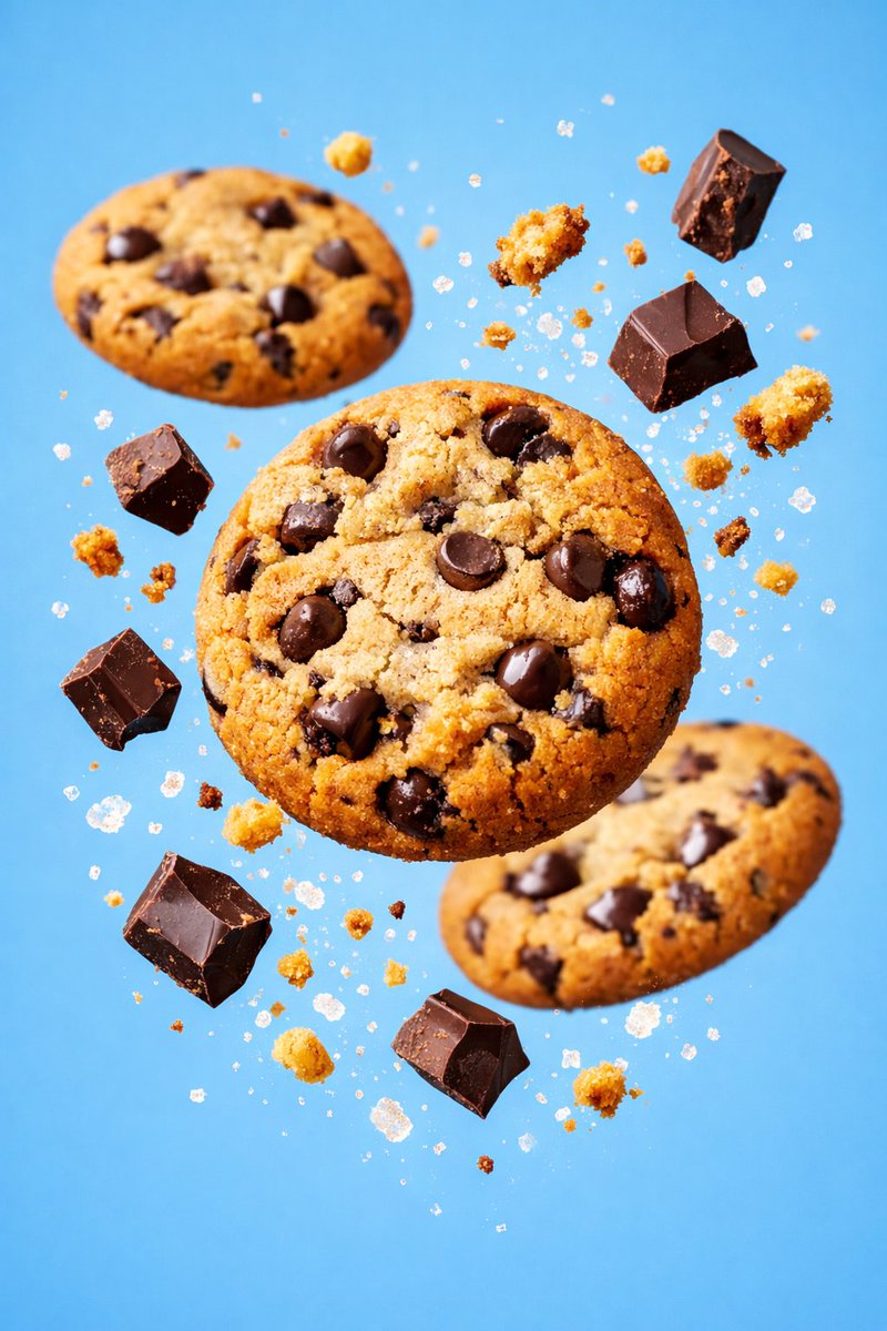 Hyper Realistic Commercial Food Photography Of Chocolate Chip Cookies — Nano Banana Pro image prompt example