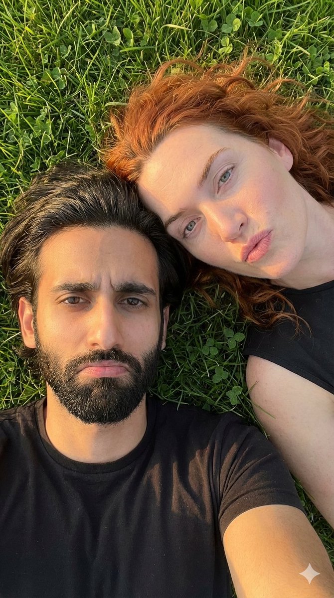 Hyper Realistic Couple Selfie On Grass Prompt — Nano Banana Pro image prompt example