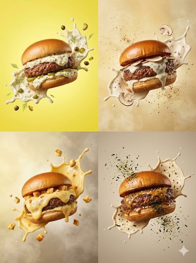 Hyper Realistic Floating Burger Commercial Shots — Nano Banana Pro image prompt example