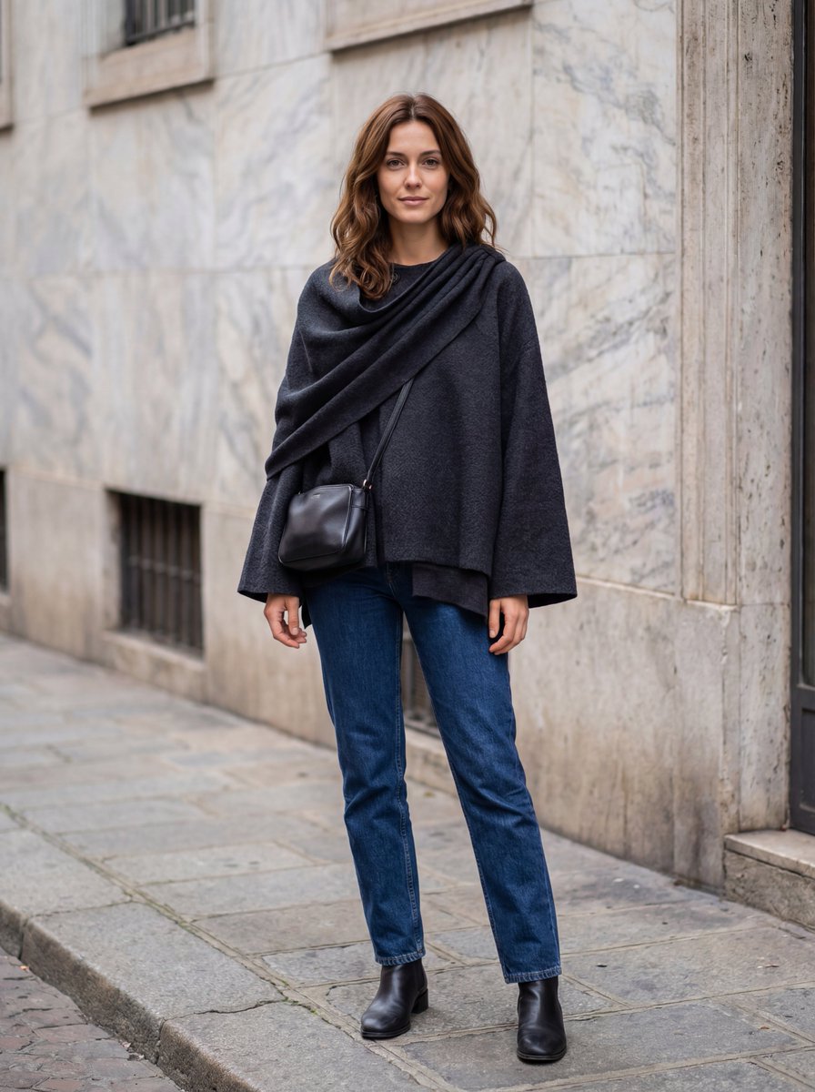 Hyper Realistic Lifestyle Fashion Photo Wool Poncho — Nano Banana Pro image prompt example