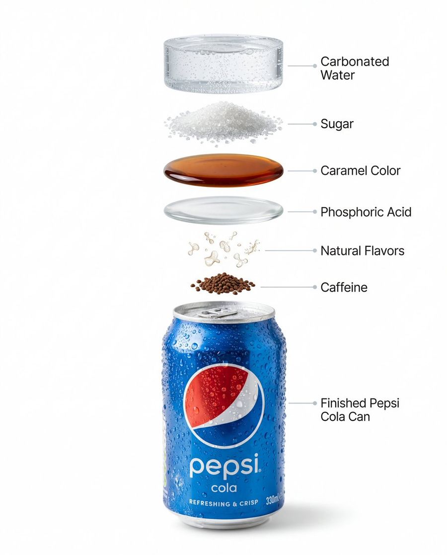 Hyper Realistic Product Photography And Infographic Prompts For Pepsi — Nano Banana Pro image prompt example