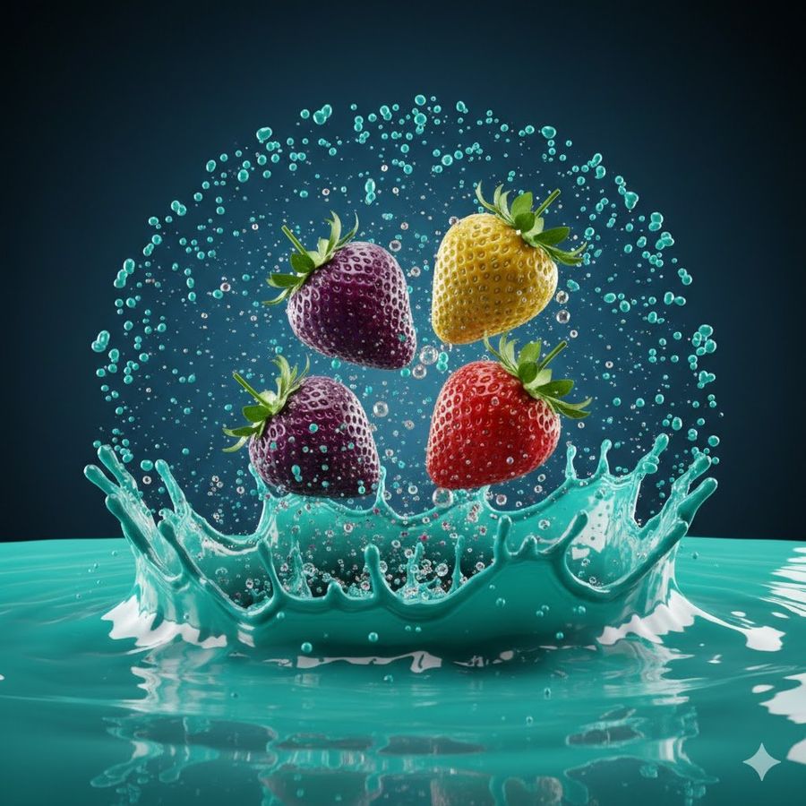 Hyper Realistic Strawberries Splashing In Liquid Prompt — Nano Banana Pro image prompt example