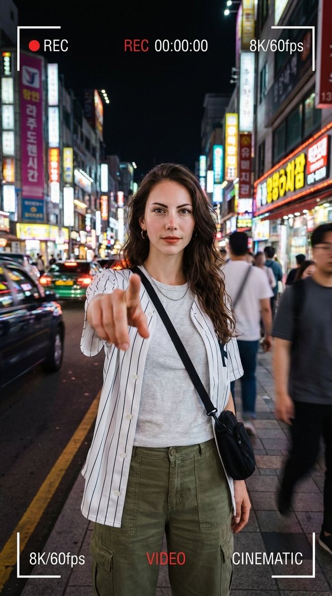 Hyper Realistic Urban Night Portrait With Ui Overlay — Nano Banana Pro image prompt example