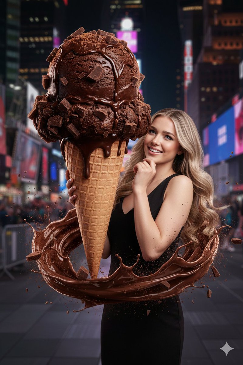 Hyperrealistic Chocolate Ice Cream Commercial Prompt — Nano Banana Pro image prompt example