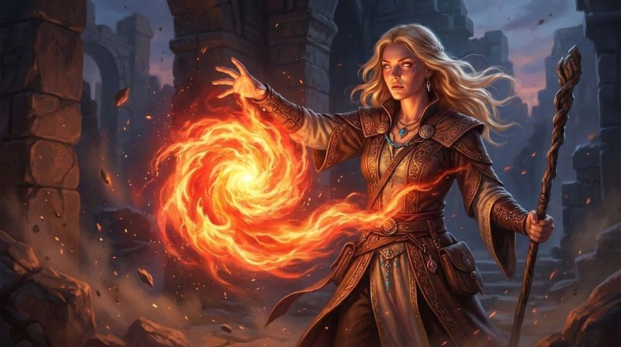 Hyperrealistic Dd Female Fire Mage — Nano Banana Pro image prompt example