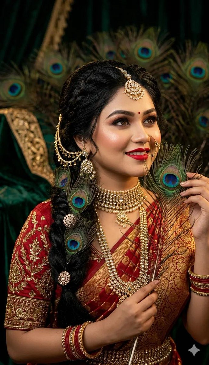 Indian Bridal Peacock Portrait — Nano Banana Pro image prompt example