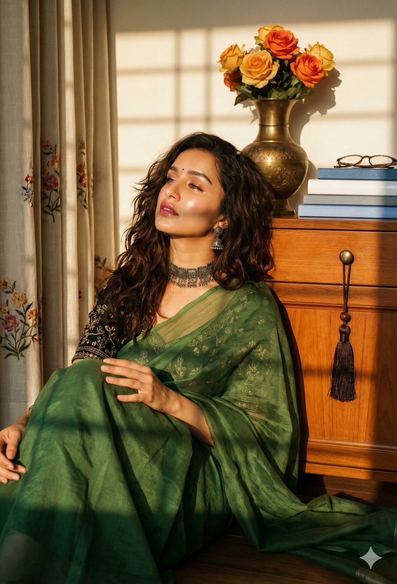 Indian Saree Fashion Portraits Two Prompts — Nano Banana Pro image prompt example