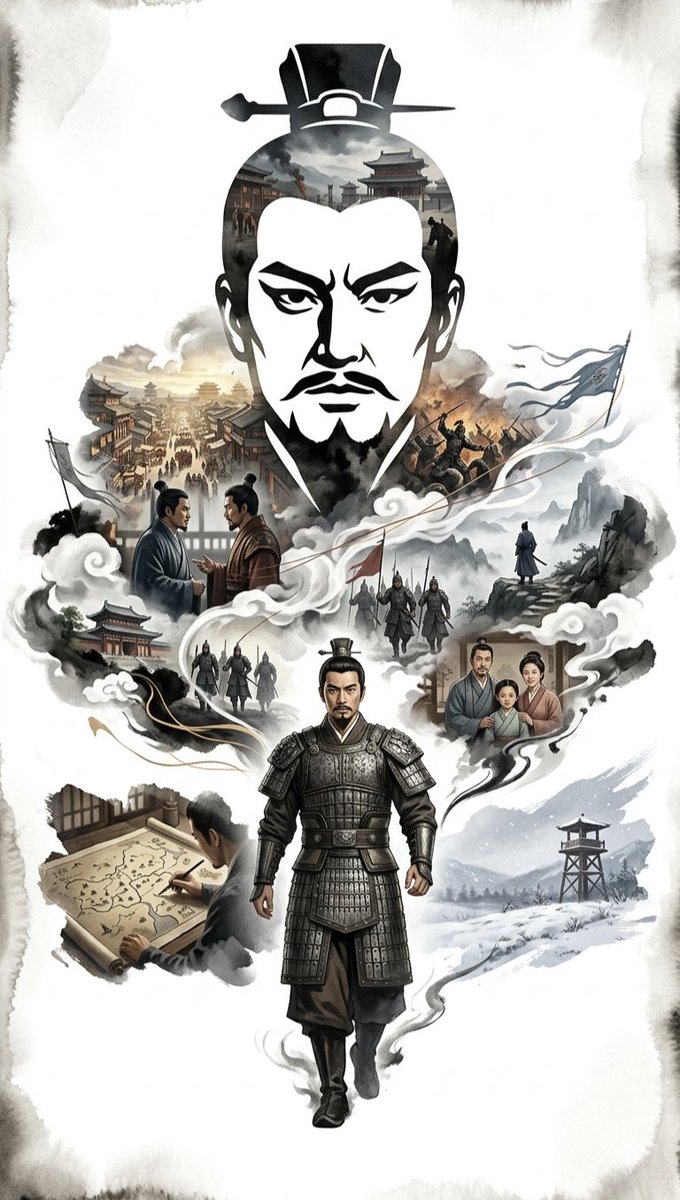 Ink Wash Cinematic Montage Poster — Nano Banana Pro image prompt example