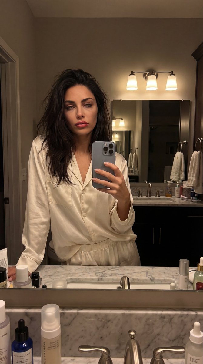 Intimate Bathroom Mirror Selfie — Nano Banana Pro image prompt example