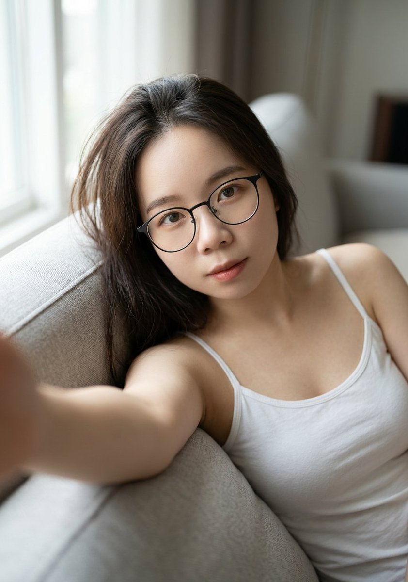Intimate Portrait Of A Woman On A Couch — Nano Banana Pro image prompt example