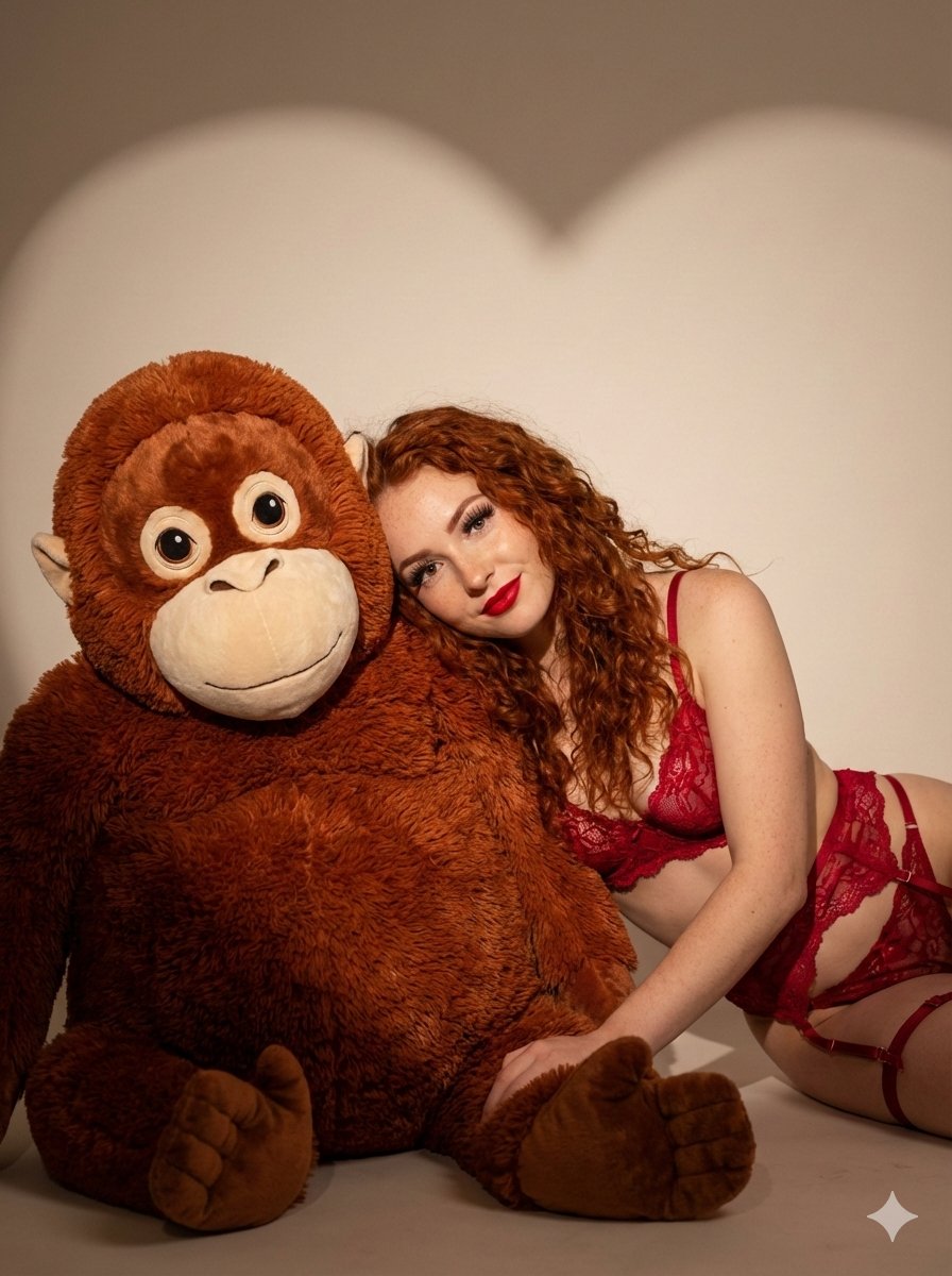 Intimate Portrait With Giant Stuffed Orangutan — Nano Banana Pro image prompt example