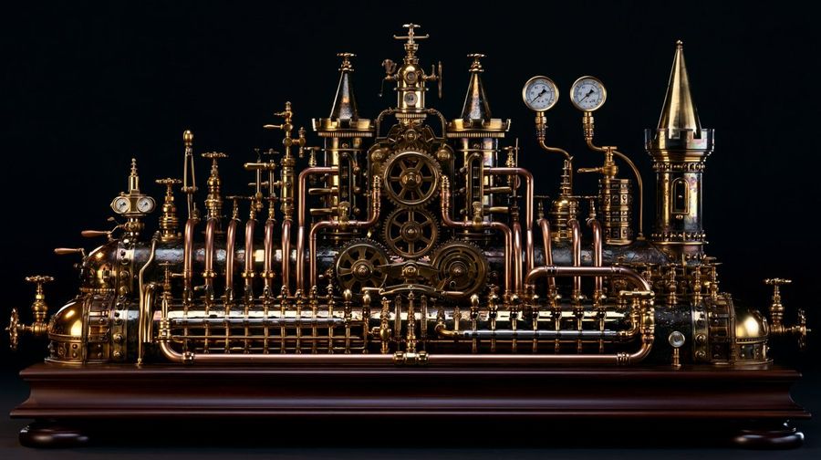 Intricate Steampunk Mechanical Sculpture Brass — Nano Banana Pro image prompt example