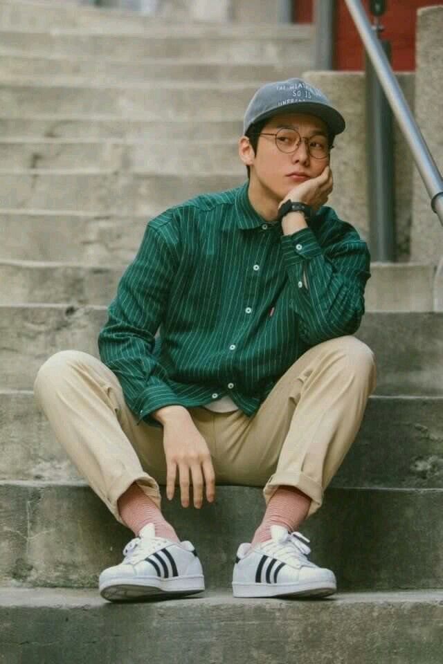 Introspective Young Man On Concrete Stairs — Nano Banana Pro image prompt example