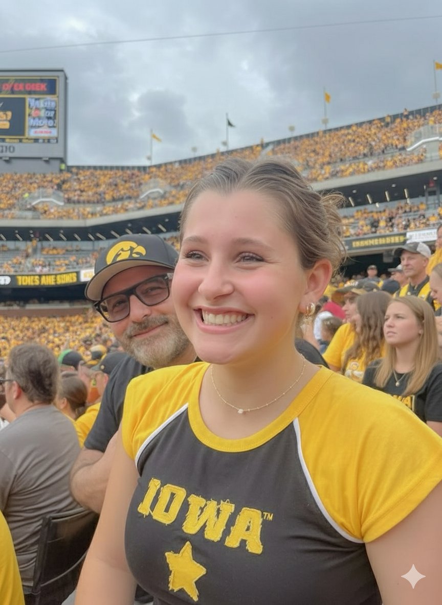 Iowa Hawkeyes Stadium Selfie Portrait — Nano Banana Pro image prompt example