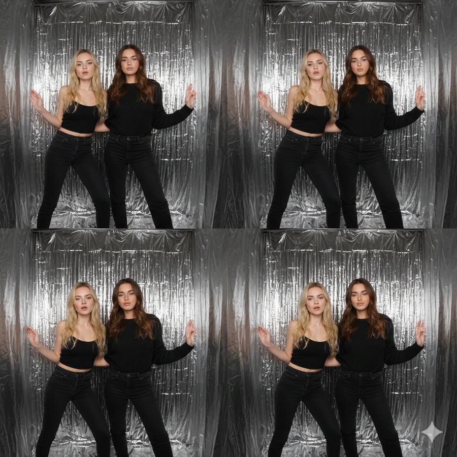 Iphone Realistic Photobooth Collage 2x2 Grid — Nano Banana Pro image prompt example