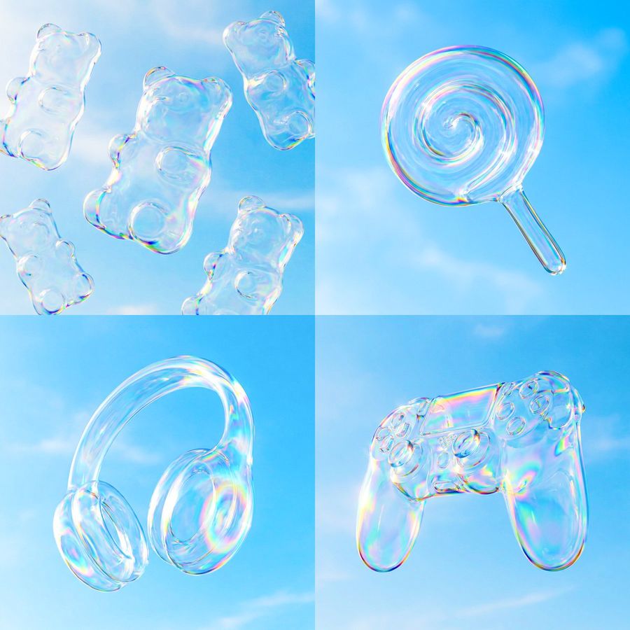 Iridescent Bubble Object Generation — generated with Nano Banana Pro