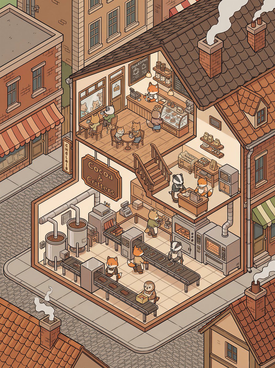 Isometric 2 5d Architectural Slice Illustration Of An Animal Community — Nano Banana Pro image prompt example