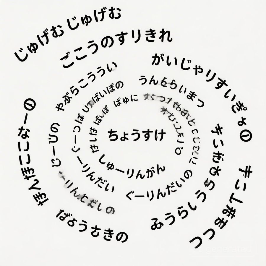 Japanese Text Spiral Generation Prompt Jugemu — Nano Banana Pro image prompt example