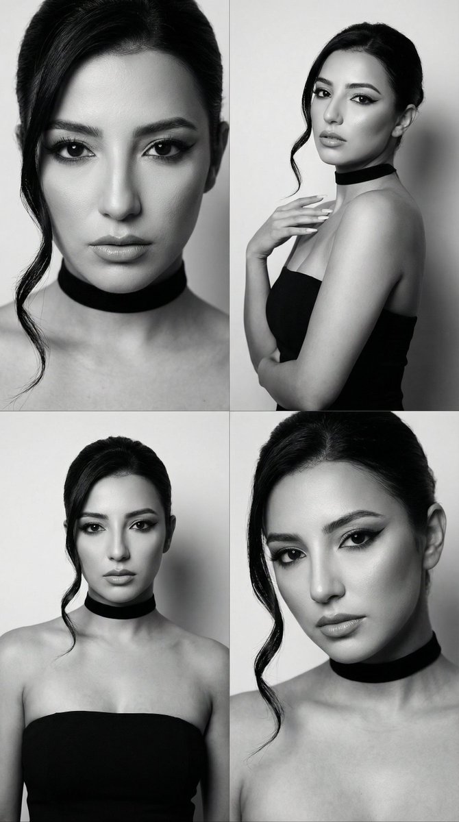 Json Prompt For Black And White Fashion Editorial Contact Sheet — Nano Banana Pro image prompt example