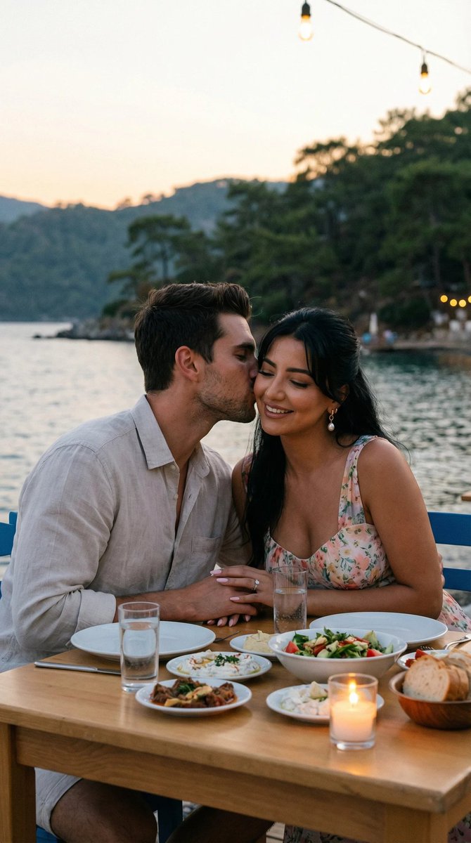 Json Prompt For Candid Seaside Dinner Romance — Nano Banana Pro image prompt example