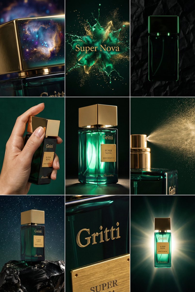 Json Prompt For Cinematic Perfume Editorial Grid — Nano Banana Pro image prompt example