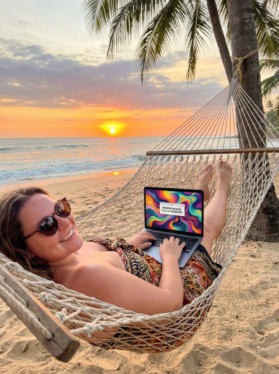 Json Prompt For Digital Nomad Generating Ai Art On A Beach Hammock — Nano Banana Pro image prompt example