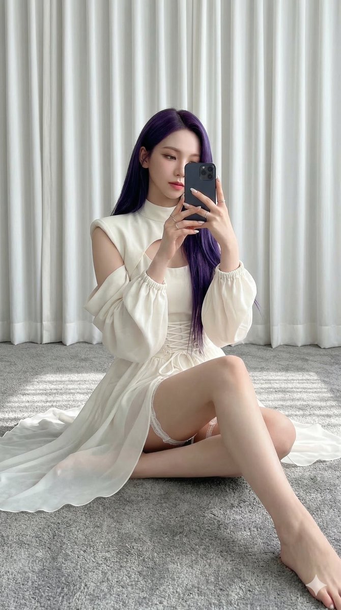 Karina Aespa In Ivory And Purple Hair — Nano Banana Pro image prompt example