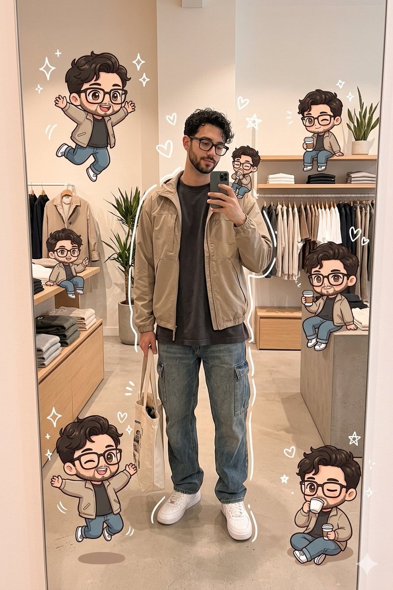 Kawaii Chibi Mirror Selfie — Nano Banana Pro image prompt example