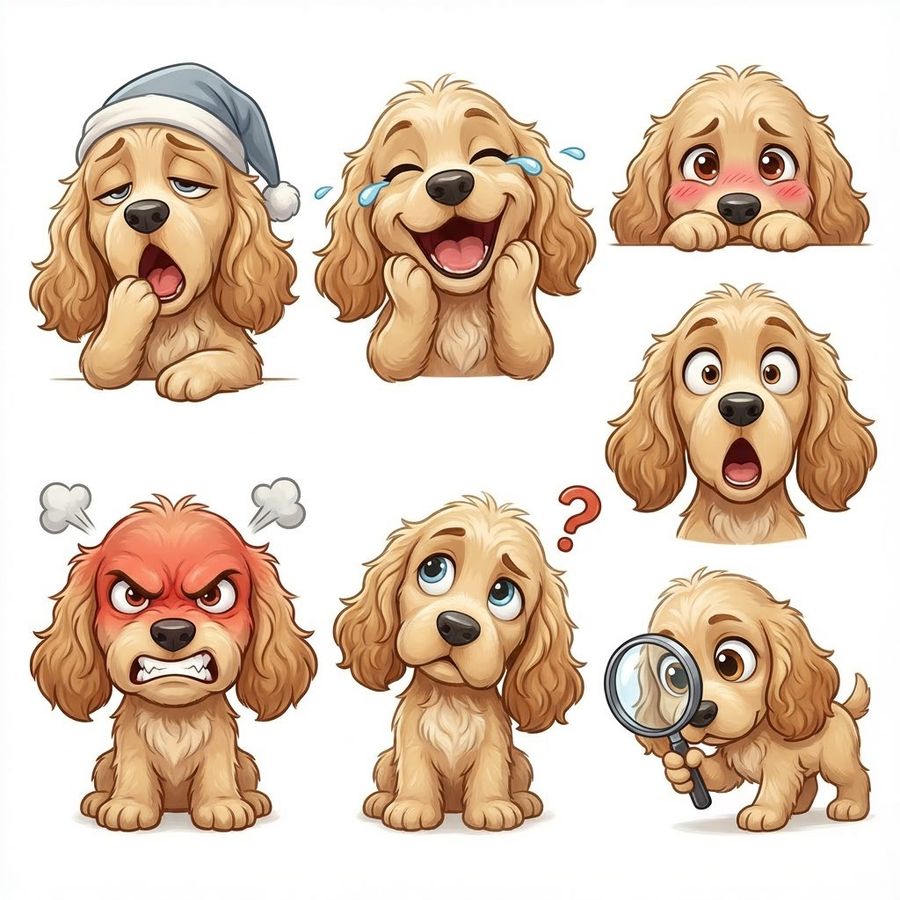 Kid Friendly Emotion Illustrations Cartoon Dog — Nano Banana Pro image prompt example