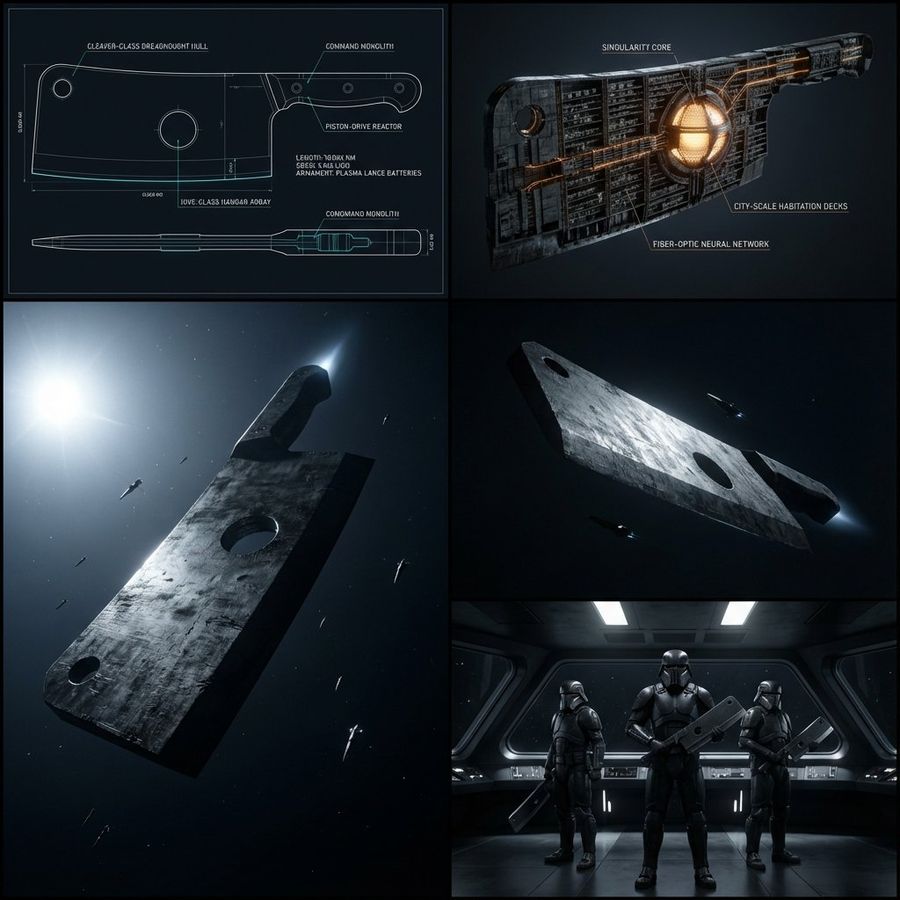 Kitchen Utensil To Interstellar Warship Transformation — Nano Banana Pro image prompt example