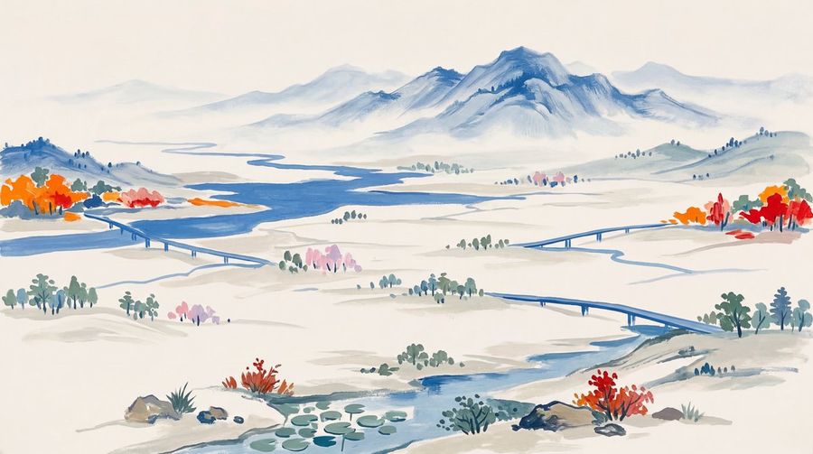 Landscape Painting With Color Palette For Nano Banana Pro — Nano Banana Pro image prompt example