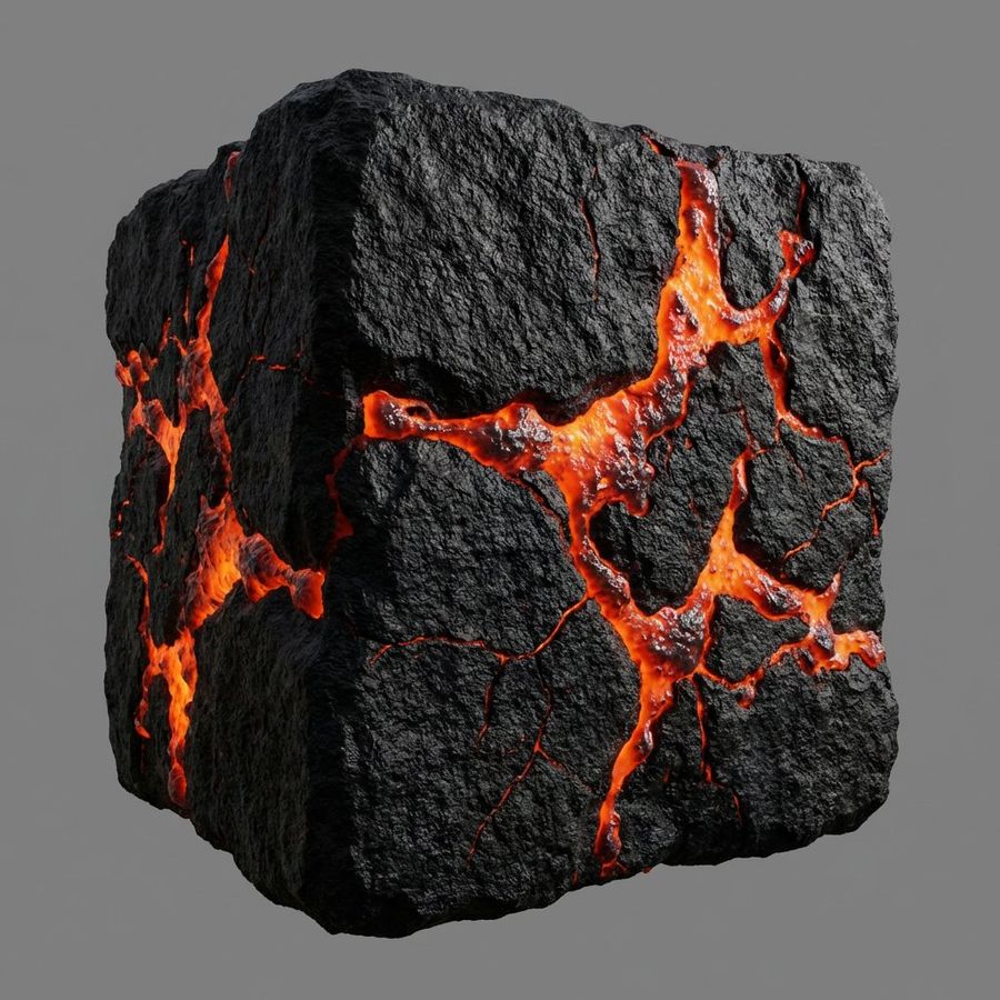Lava Stone Texture Cube — Nano Banana Pro image prompt example