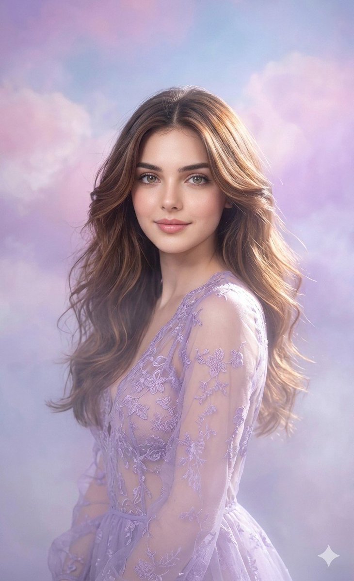 Lavender Outfit Fine Art Portrait — Nano Banana Pro image prompt example