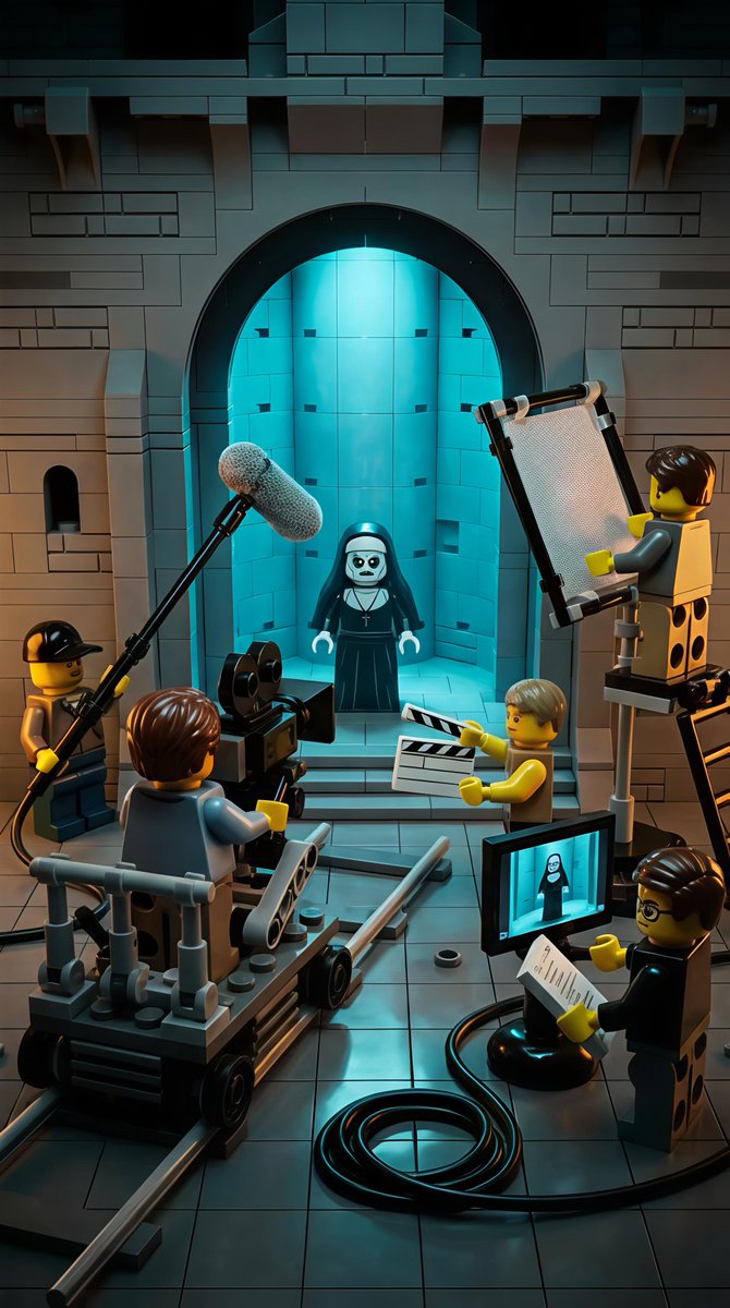Lego Miniature Diorama Of The Nun Horror Film Set — Nano Banana Pro image prompt example