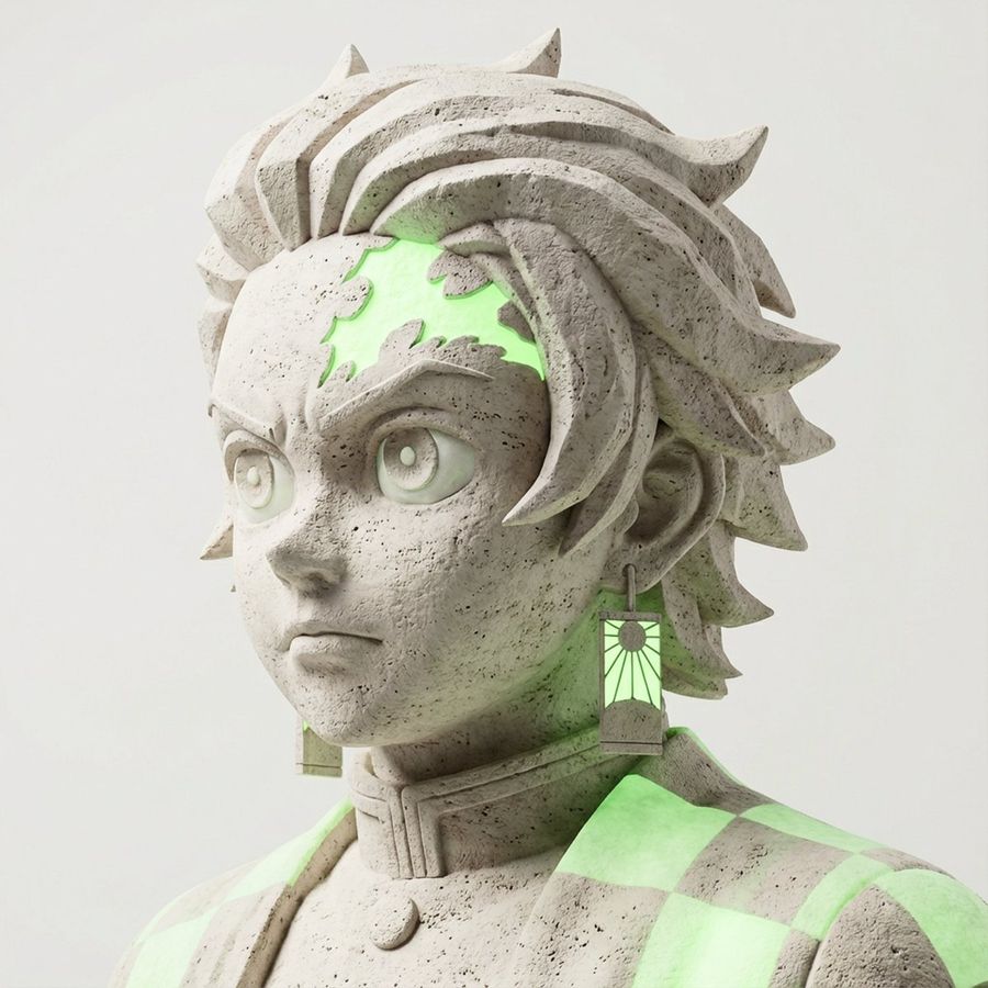 Limestone Sculpture With Neon Glow Prompt — Nano Banana Pro image prompt example