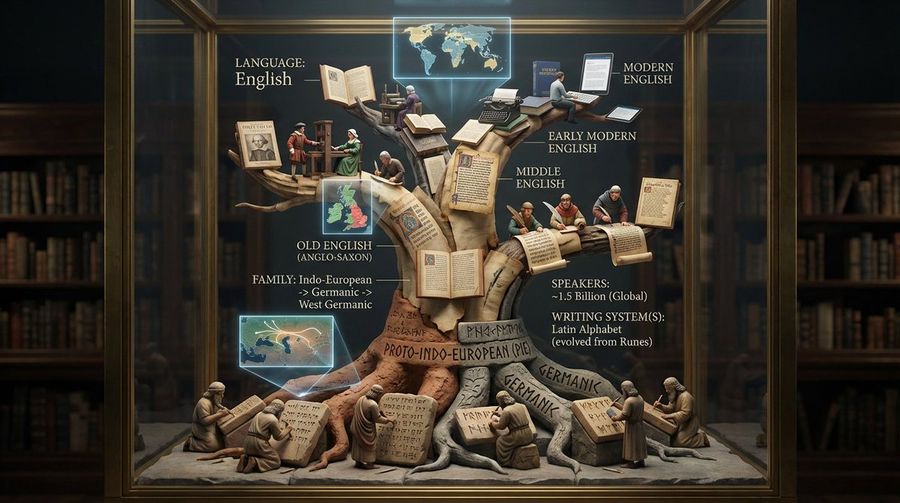 Linguistic Evolution Tree Infographic Generation — Nano Banana Pro image prompt example