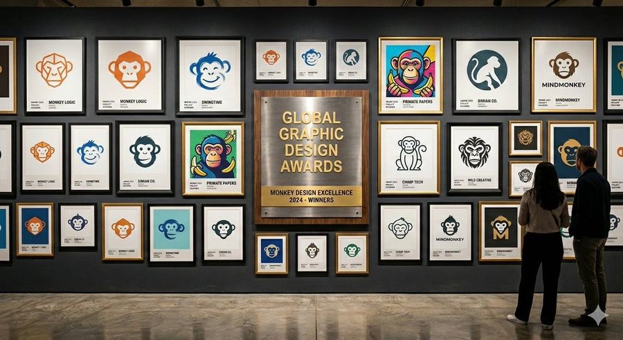 Logo Design Wall Generation Prompt For Monkey Theme — Nano Banana Pro image prompt example
