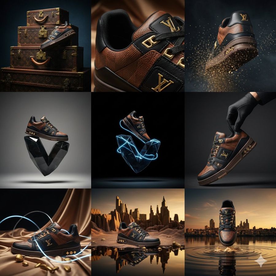 Louis Vuitton Sneaker Editorial Grid Prompt — Nano Banana Pro image prompt example