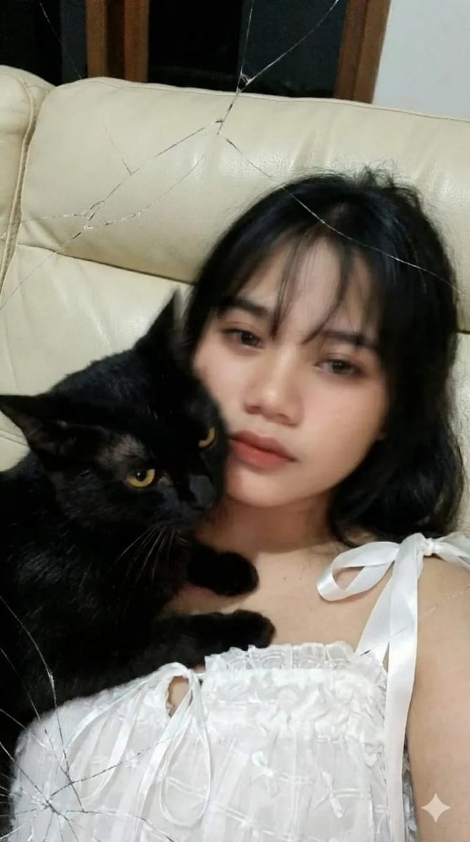 Low Resolution Motion Blurred Selfie With Cat — Nano Banana Pro image prompt example