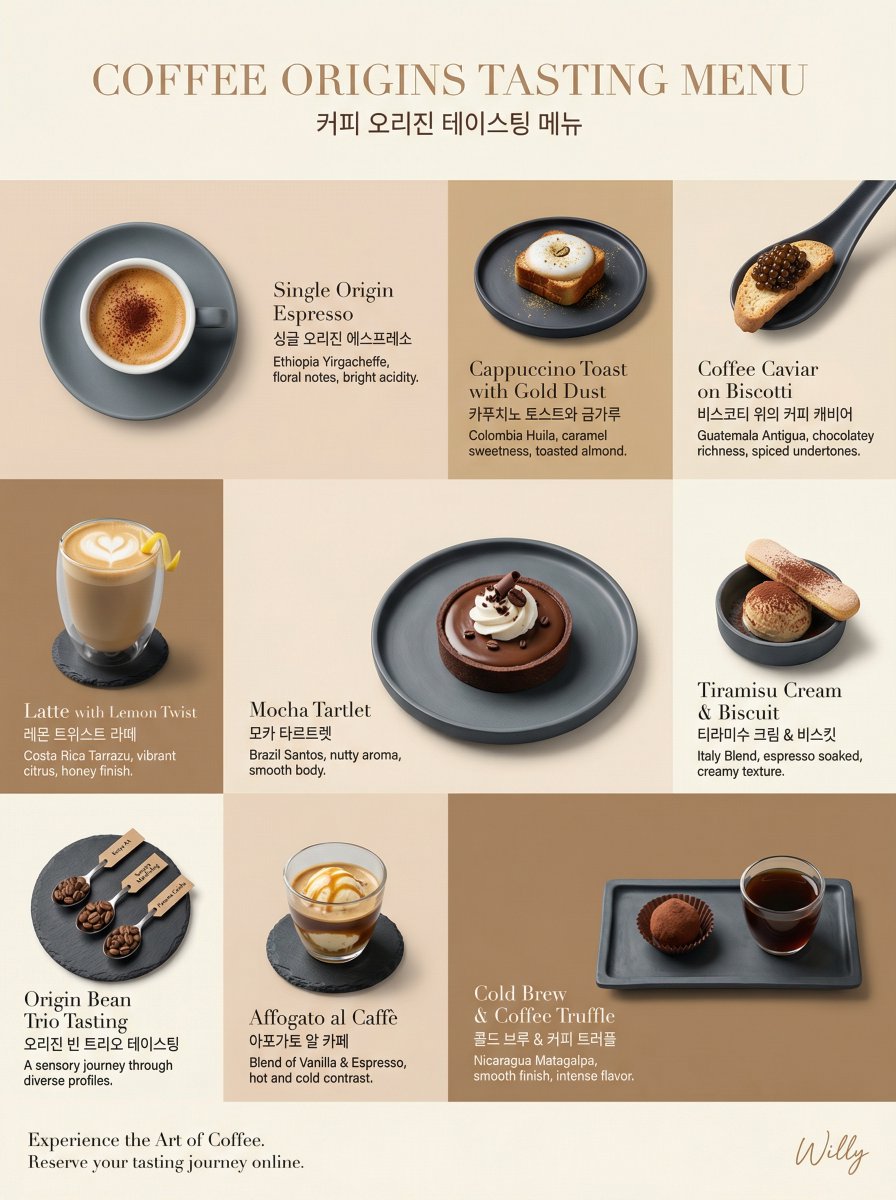 Luxury Coffee Tasting Menu Layout Prompt — Nano Banana Pro image prompt example