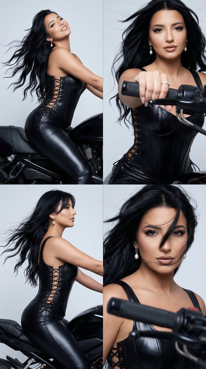 Luxury Editorial Motorcycle Femme Fatale Grid — Nano Banana Pro image prompt example