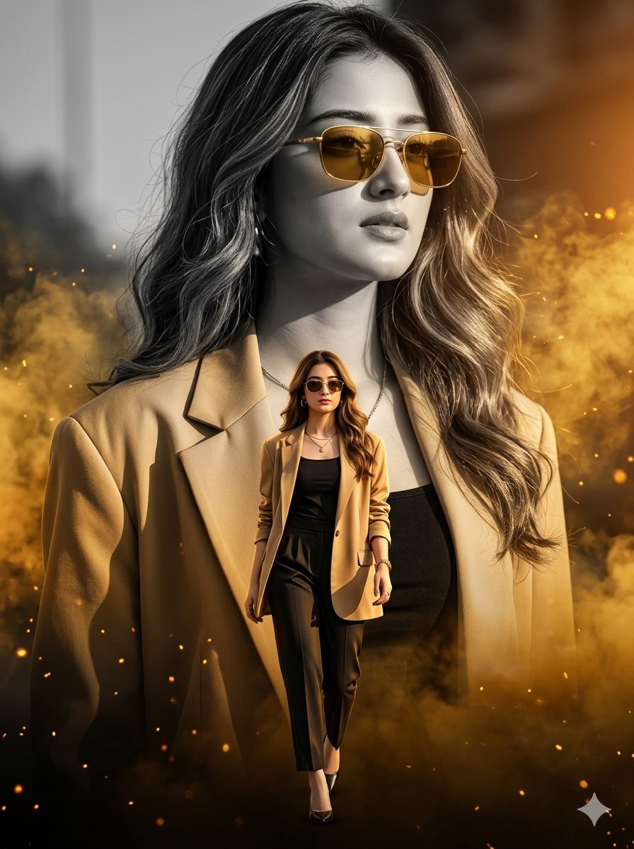 Luxury Fashion Poster Golden — Nano Banana Pro image prompt example