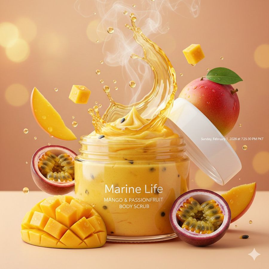 Luxury Mango Body Scrub Product Image And Video Prompts — Nano Banana Pro image prompt example