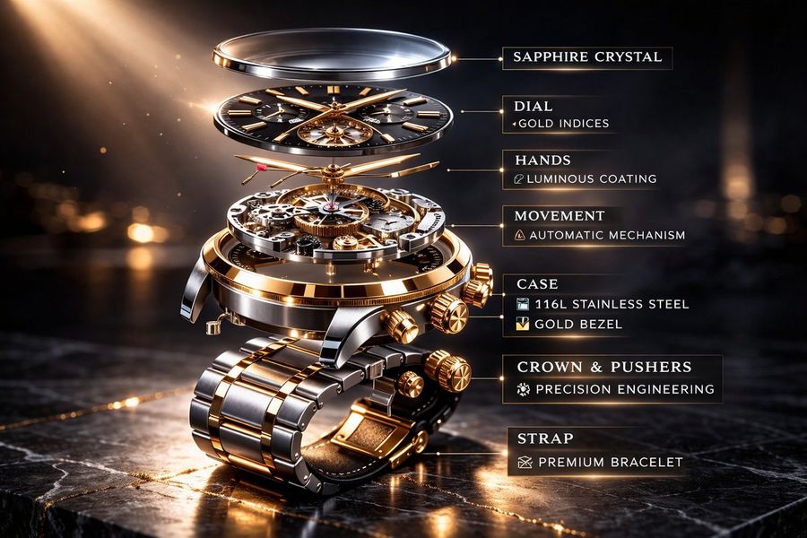 Luxury Mechanical Watch Commercial Photography Prompt — Nano Banana Pro image prompt example