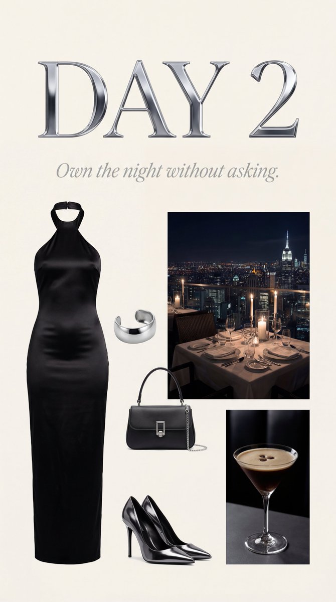 Luxury Night Fashion Moodboard Day 2 — Nano Banana Pro image prompt example