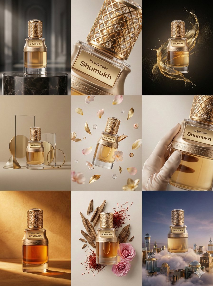 Luxury Product Commercial Grid Prompt 3x3 — Nano Banana Pro image prompt example