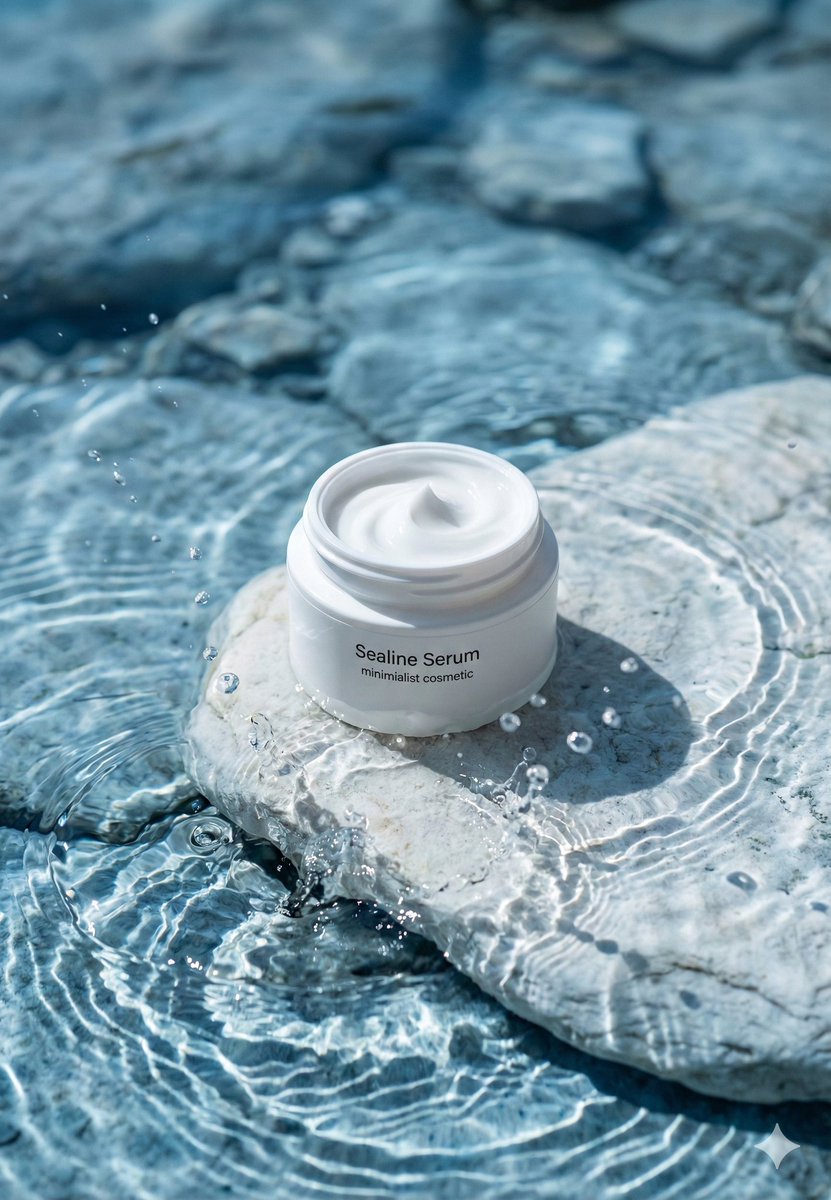Luxury Skincare Product Macro Shot In Water — Nano Banana Pro image prompt example