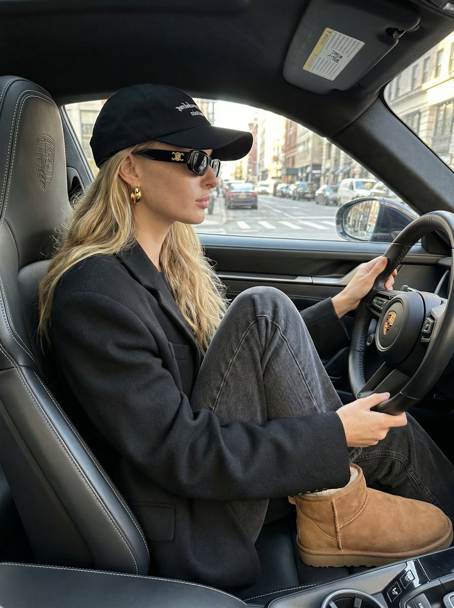 Luxury Street Style Portrait In A Porsche Interior — Nano Banana Pro image prompt example